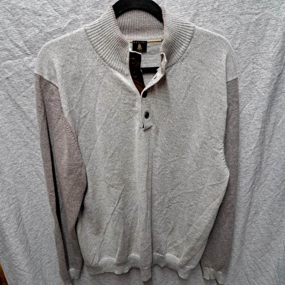 Robert Tablott merino wool 1/4 button Henley style sweater size Large